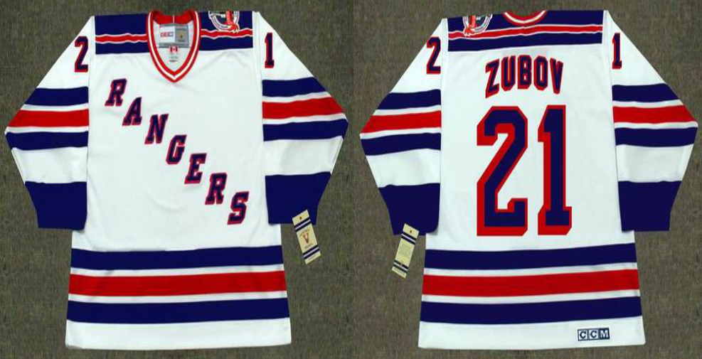 2019 Men New York Rangers #21 Zubov white CCM NHL jerseys